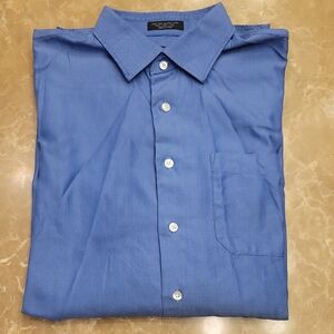 John W. Nordstrom Classic Indigo Button-Down 100% Egyptian Cotton Shirt, 17/35